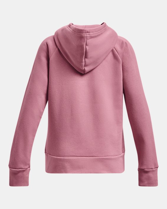 Girls' UA Rival Fleece Big Logo Hoodie in Pink image number 1